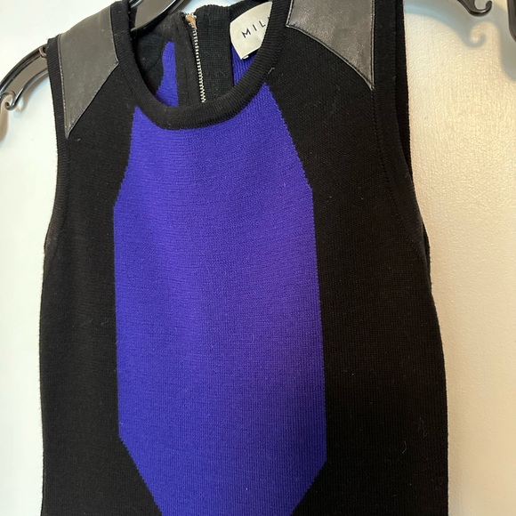 Milly knit shift dress with faux leather detail - size 0 - Picture 2 of 5